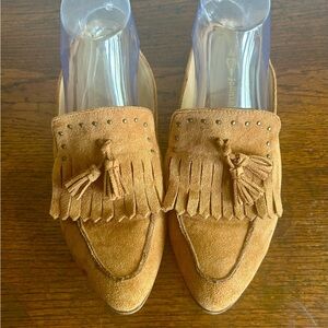 Jollimall Faux Suede Tan Slides With Tassel Women’s 9